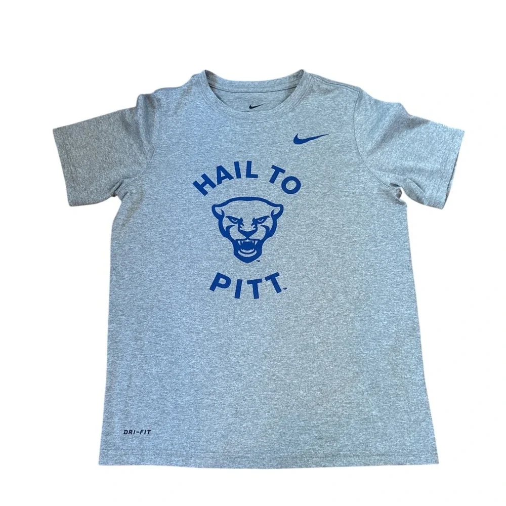 Nike T-Shirt Kids Gray Pitt Panthers Hail To Pitt Dri-FIT Graphic SIZE Medium